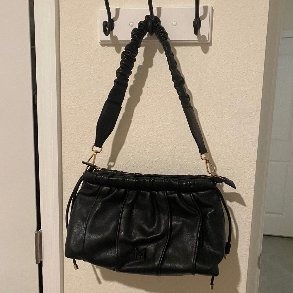 Marella Black Leather Zipper Close Handbag